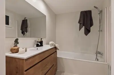 a bathroom with a shower and a sink and a toilet at Aymara - 5 bedrooms and terrace in Pedralbes in Barcelona