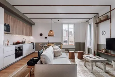 a bathroom with a sink and a shower at Geranio - 1 bedroom in Eixample Esquerra in Barcelona