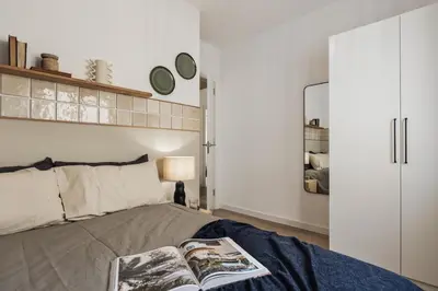 a hallway with wood paneling and a hallway with a basket at Dota - 3 bedrooms in Sant Gervasi - Galvany in Barcelona
