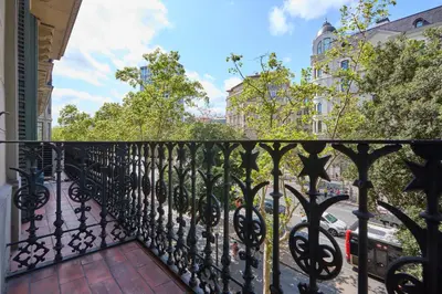 a wrought iron balcony with a view of a street at 12DIA1008 - Fantastic Apartment in Diagonal in Barcelona