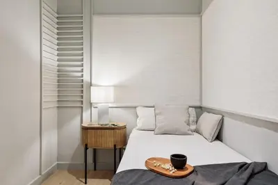 a living room with a couch and a table at Montseny - 2 bedroomd and terrace in Montseny in Barcelona