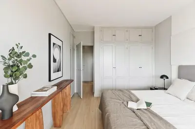 a living room with a couch and a table at Montseny - 2 bedroomd and terrace in Montseny in Barcelona