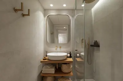 a bedroom with a bed and a desk in a room at Lingga - 2 bedrooms and terrace in Gràcia in Barcelona