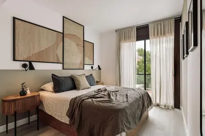 a living room with a couch and a table at Elan - 2 bedrooms and balcony in Sant Gervasi in Barcelona