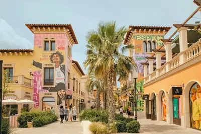 a shopping street in a city with buildings at Tranquilidad y Privacidad in Cánoves