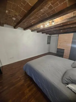 a bedroom with a large bed in a room at Industrial loft in Eixample near Sagrada familia in Barcelona