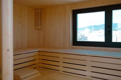 a room with a sauna with a window at Barcelona - Gracia 1-A in Barcelona