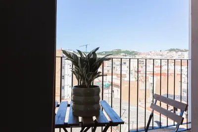 a potted plant sitting on a table on a balcony at Barcelona - Gracia 5-B in Barcelona