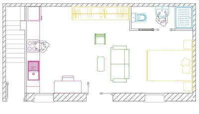 a drawing of the front of a house at Barceloneta Beach 1 in Barcelona