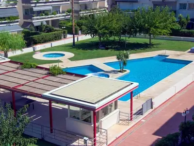 an overhead view of a swimming pool in a building at Winahost El balcón al mar de Cubelles in Cubelles