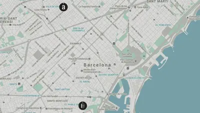 a map of the city of barcelona at Brummell Apartments Gracia in Barcelona