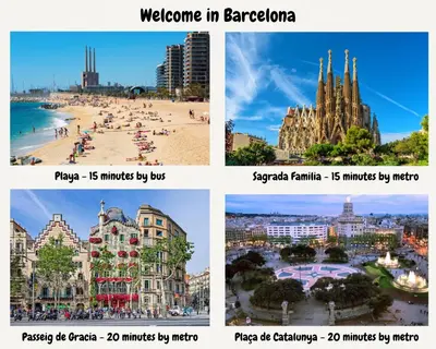 a collage of pictures of a city at New renovate apartment near of the sea in Barcelona