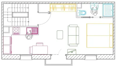 a drawing of a floor plan of a house at Barceloneta Beach 2 in Barcelona