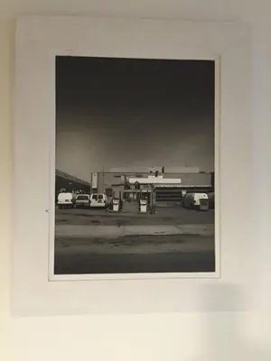 a black and white photo of a gas station at Born penthouse loft 1 in Barcelona