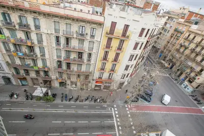 an aerial view of a city street with buildings at Yeah Barcelona Hostel in Barcelona