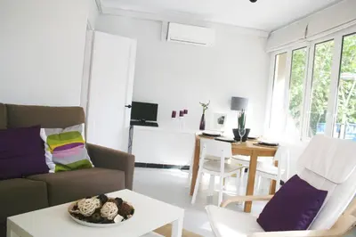 two beds sitting next to each other in a bedroom at Apartment Carrer Lepant in Barcelona
