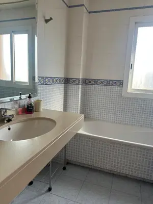 a bathroom with a sink and a bath tub at Apartaments Villa Conchi in Sitges