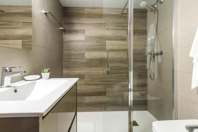 a bathroom with a shower and a sink at Flateli 430 BCN in Barcelona