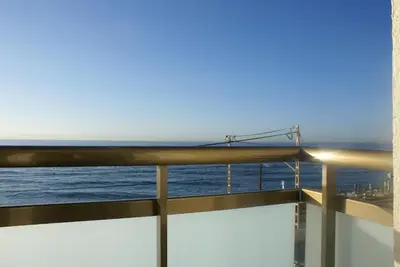 a view of the ocean from the balcony of a cruise ship at Vila De Premiá in Premiá de Mar