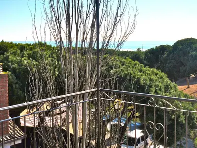 a tree sitting on top of a balcony at Hotel Rodsan Suizo in Castelldefels