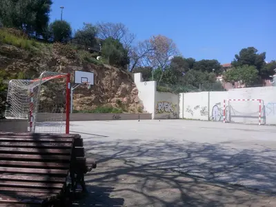 an empty basketball court with a basketball hoop at Claire Seaview & Beach-apartment in Montgat