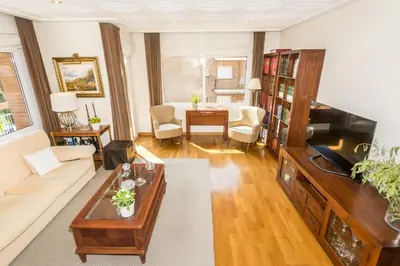 a living room with a couch and a tv at HomeHolidaysRentals Amaral in Pineda de Mar
