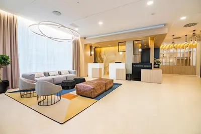 a dining room with a table and chairs at Golden Hotel Barcelona in Barcelona