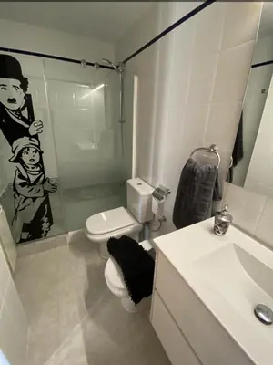 a bathroom with a shower and a toilet and a sink at Vivalidays Yolanda in Calella