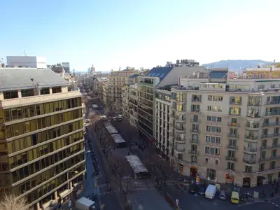 an aerial view of a city with tall buildings at Fisa Rentals Shopping in Barcelona