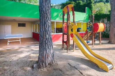 a playground with a slide next to a tree at Hotel President in Calella