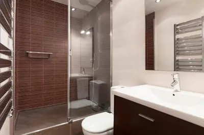 a bathroom with a shower and a toilet and a sink at Akira Flats Roger de Flor Chic apartment in Barcelona