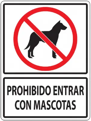 a sign with a picture of a dog and a prohibitory sign at Hostal Las Flores Ramblas in Barcelona