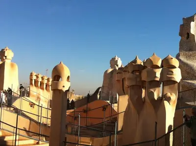 a view of a building with people standing on it at Oasis Near Barcelona Pool Tennis Beach in Sant Andreu de Llavaneres