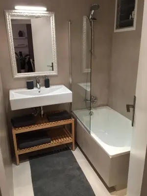 a bathroom with a sink and a shower at GAVA 2 BEACHFRONT PENTHOUSE in Gavà