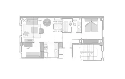 a floor plan of a small apartment with furniture at Inside Barcelona Apartments Mercat in Barcelona