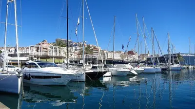 a group of sailboats docked in a marina at Cristina Port & Beach - Apartment in Masnou