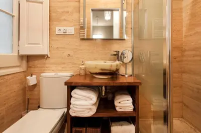 a bathroom with a sink and a toilet at 1229 - AWESOME CITY CENTER APARTMENT WITH TERRACE in Barcelona
