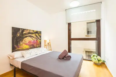 a bedroom with a bed with a painting on the wall at Matarolux 14 in Mataró