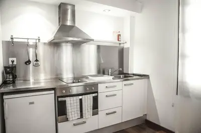 a kitchen with a sink and a stove at Barcelona Beach Apartments in Barcelona