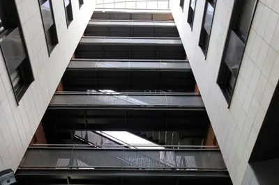 an overhead view of an escalator in a building at 1217 - POOL AND BEACH NICE APARTMENT II in Barcelona