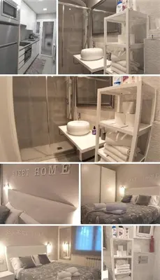 a collage of photos of a room with bunk beds at Family Deluxe Apartment Beach in Castelldefels