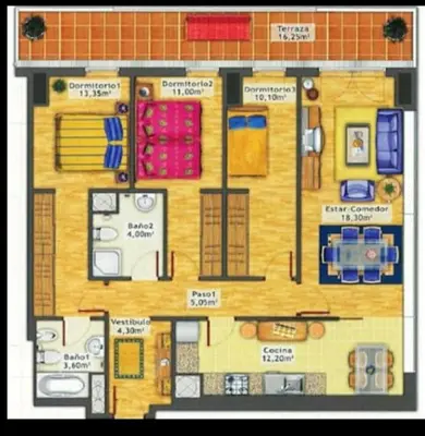 a floor plan of a house with at Plaza Europa Fira Gran Via in Hospitalet de Llobregat