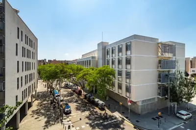 an overhead view of a city street with buildings at Forum Beach in Sant Adria de Besos