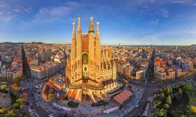 an aerial view of a large building in a city at Hg City Suites Barcelona Apartments in Barcelona