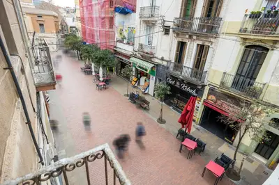 an overhead view of a city street with buildings at Apartament Clot 1 in Barcelona
