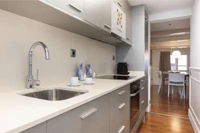 a kitchen with a sink and a counter top at Enjoybcn Dali Apartments in Barcelona