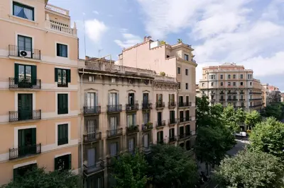 a view of a building in a city at Aspasios Rambla Catalunya Apartments in Barcelona