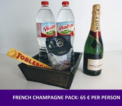two bottles of coca cola and a bottle of champagne at My Space Barcelona Guell Terrace Center in Barcelona