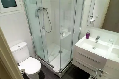 a bathroom with a shower and a toilet and a sink at Apartament Conde Güell in Barcelona