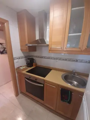 a small kitchen with a sink and a stove at White Stones Beach In Sant Pol de Mar in San Pol de Mar